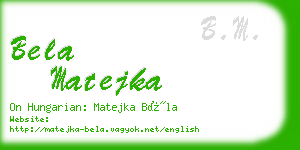 bela matejka business card